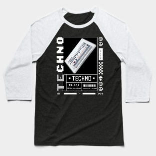 TECHNO  - TR 909 Drum Machine (Black) Baseball T-Shirt